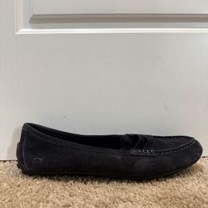 Born Shoes Womens Size 7.5 Blue Suede Driving Loafers Slip On Comfort Casual
